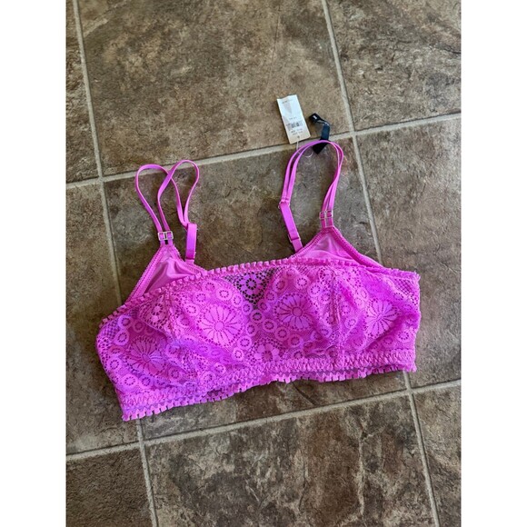 Aerie Real Power Wireless Push Up Joy Convertible Lace Bra Pink Tropics Size 34C - Picture 3 of 8